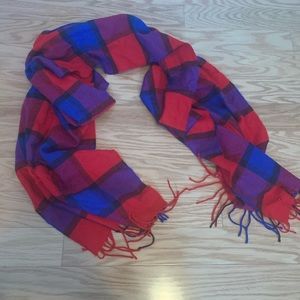 Hollister Blue and Red Plaid Scarf